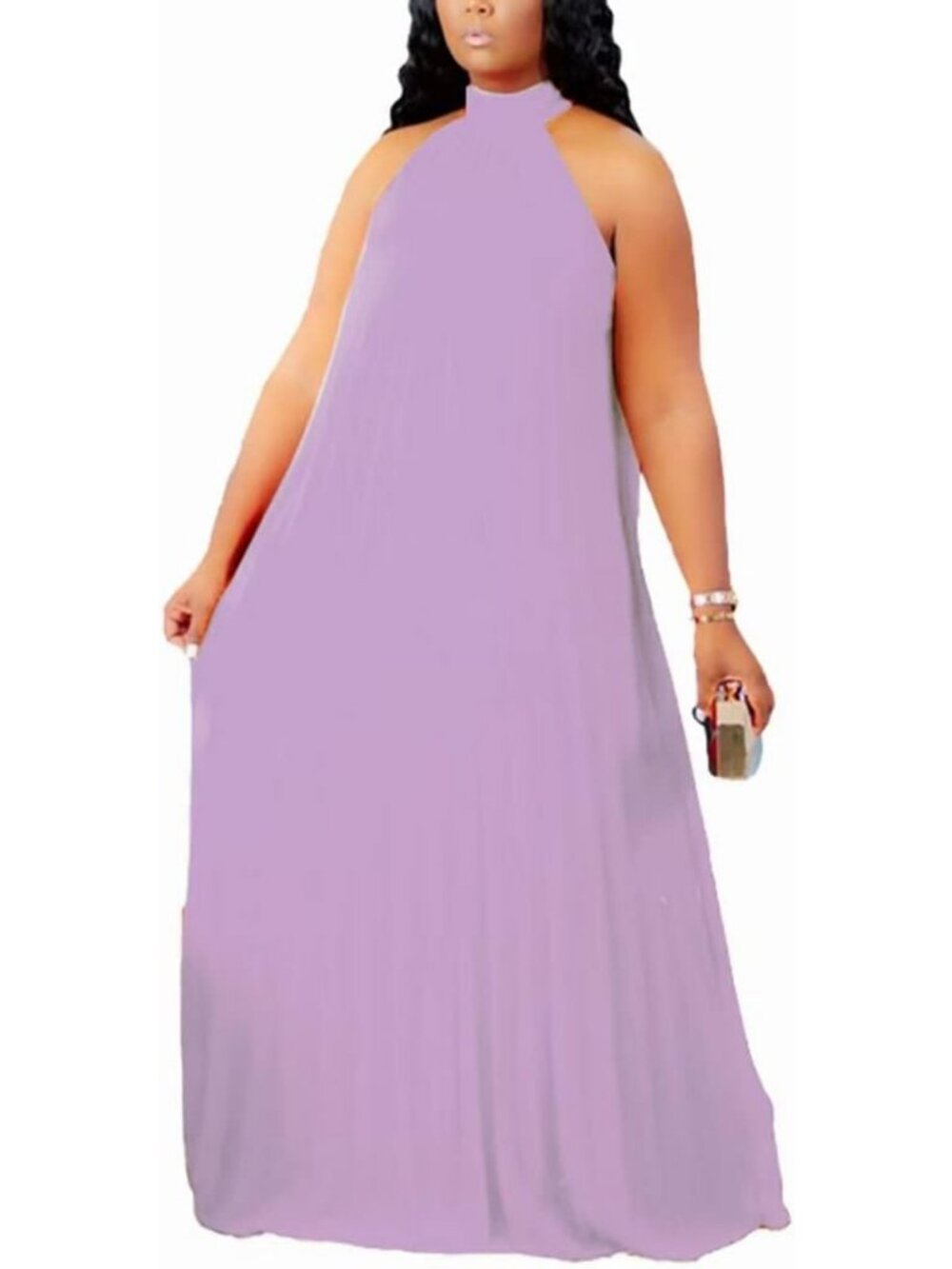 Plus Size Chiffon Maxi Dress for Women - Loose Fit, Elegant Long Dress